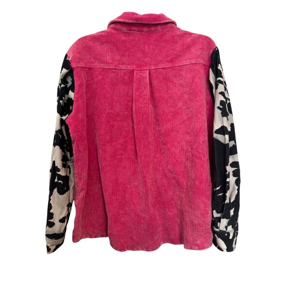 Sterling Kreek Corduroy Button-Up Shirt Women’s M Pink & Cow Print Detail - Picture 2 of 8